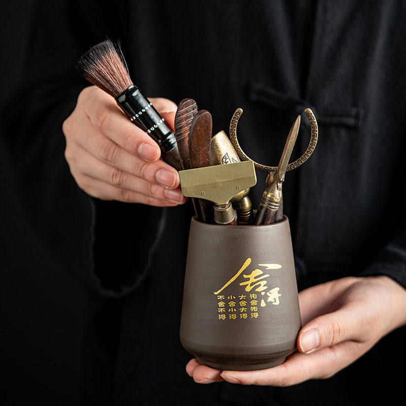 紫砂茶道六君子家用办公高档茶刮养壶笔茶刀茶夹配件全套泡茶