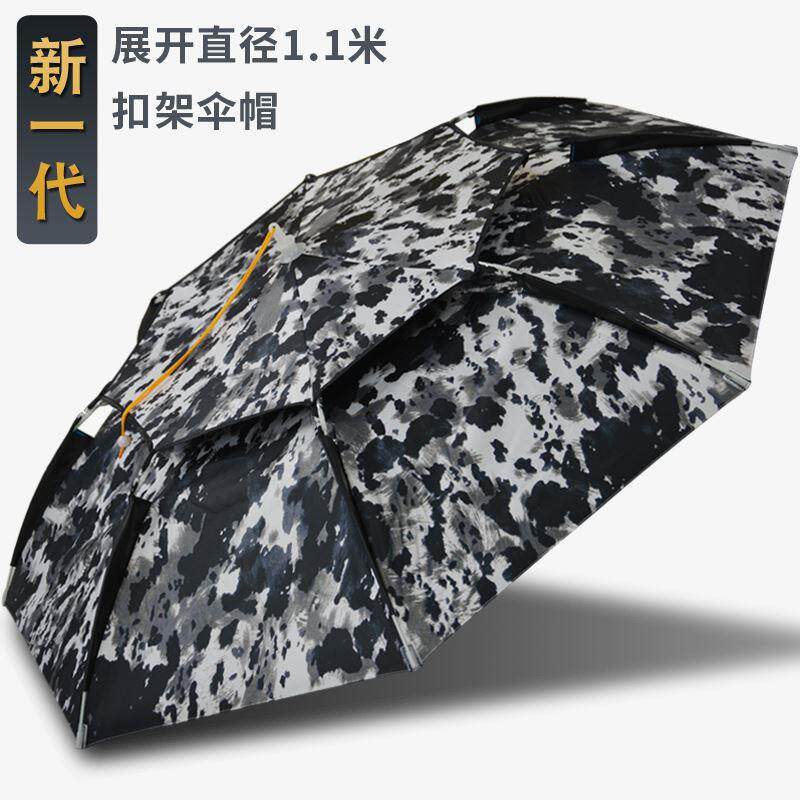 新型钓鱼伞帽头戴式防晒透气遮阳伞斗笠伞双层大号戴头上户外帽伞