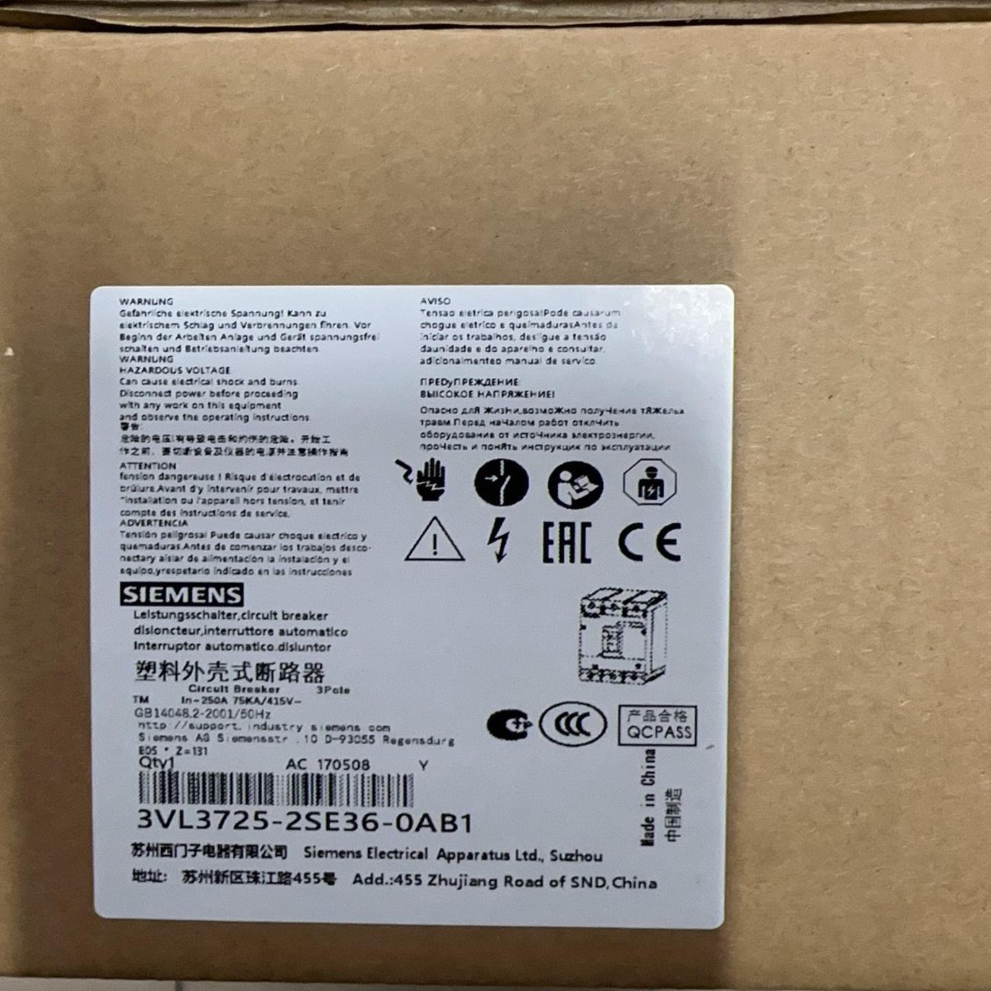 塑壳断路器 3VL3725-2SE36-0AA0 3V~询价