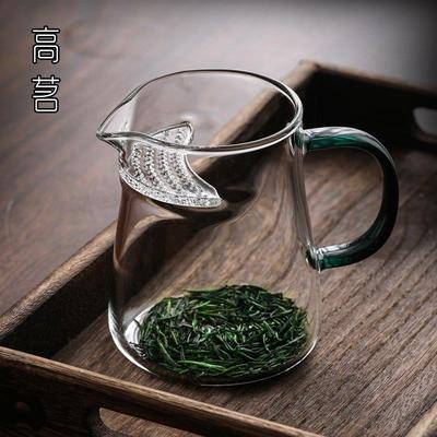 玻璃月牙公道杯茶漏一体绿茶专用茶具过滤泡茶公杯滤网功夫分