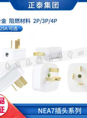 正 NEA7 10A三相四线插头25A16A 工业家用插座3脚2脚电源