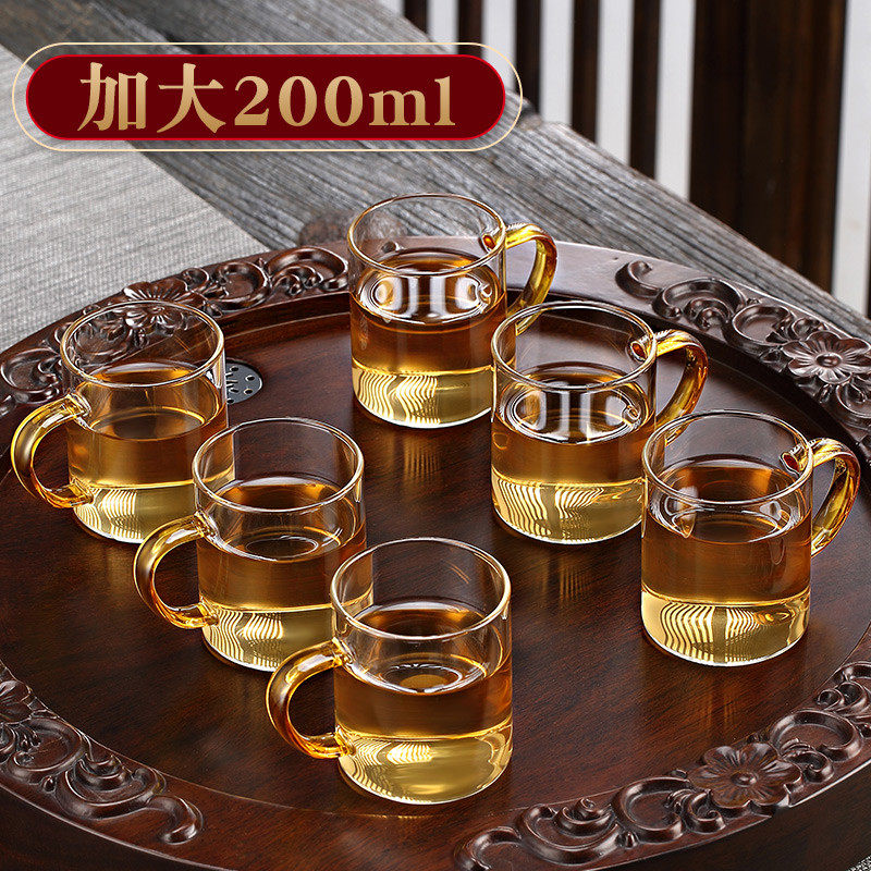 玻璃茶杯子加厚耐热家用功夫茶具套装透明单个主人杯子带把