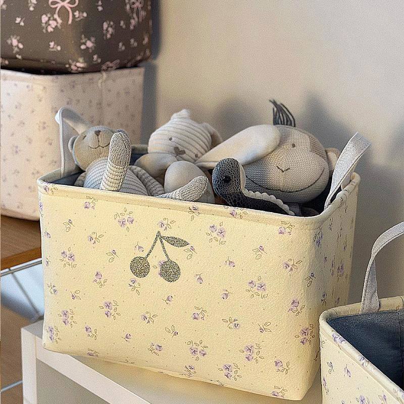 田园布艺桌面收纳筐储物箱可水洗折叠箱整理箱车载衣柜衣服收