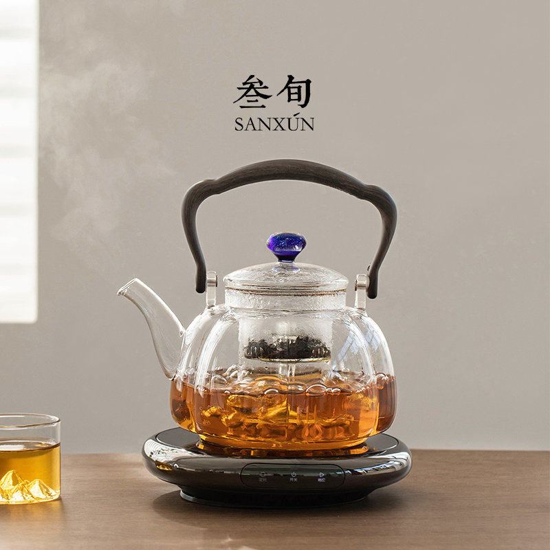 叁旬玻璃煮茶壶养生泡茶壶煮茶器家用小型电陶炉围炉烧水煮茶