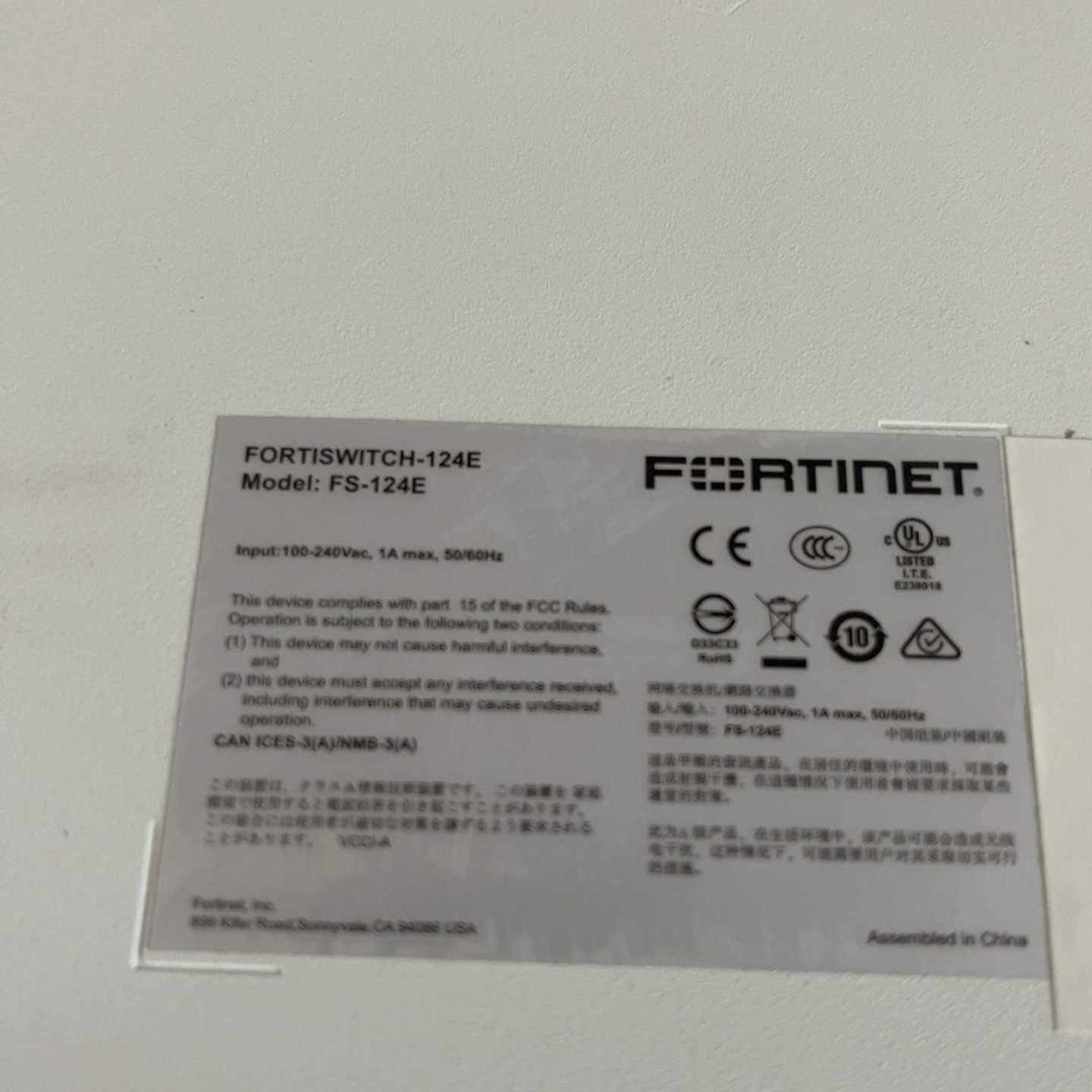 飞塔fortinet FS－124E，正常使用，实物拍摄，成【鑫鑫商铺】