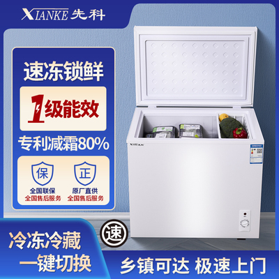 先科速冻保鲜冷柜一级能耗商用小型家用冰柜一人迷你卧式冰箱静音