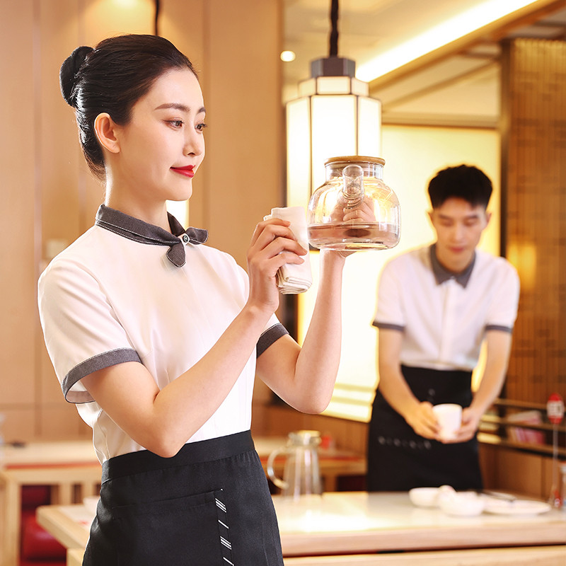 衣研堂西餐厅服务员工作服夏装短袖女咖啡厅酒店饭店餐饮服装定制