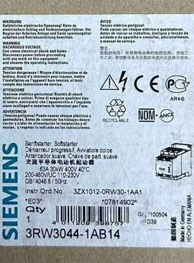 软启动 3RW3044-1AB14~询价