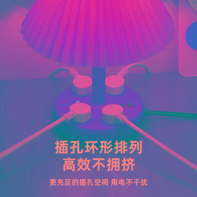 复古装饰小夜灯多功能插座带台灯卧室床头灯可调节亮度北欧in