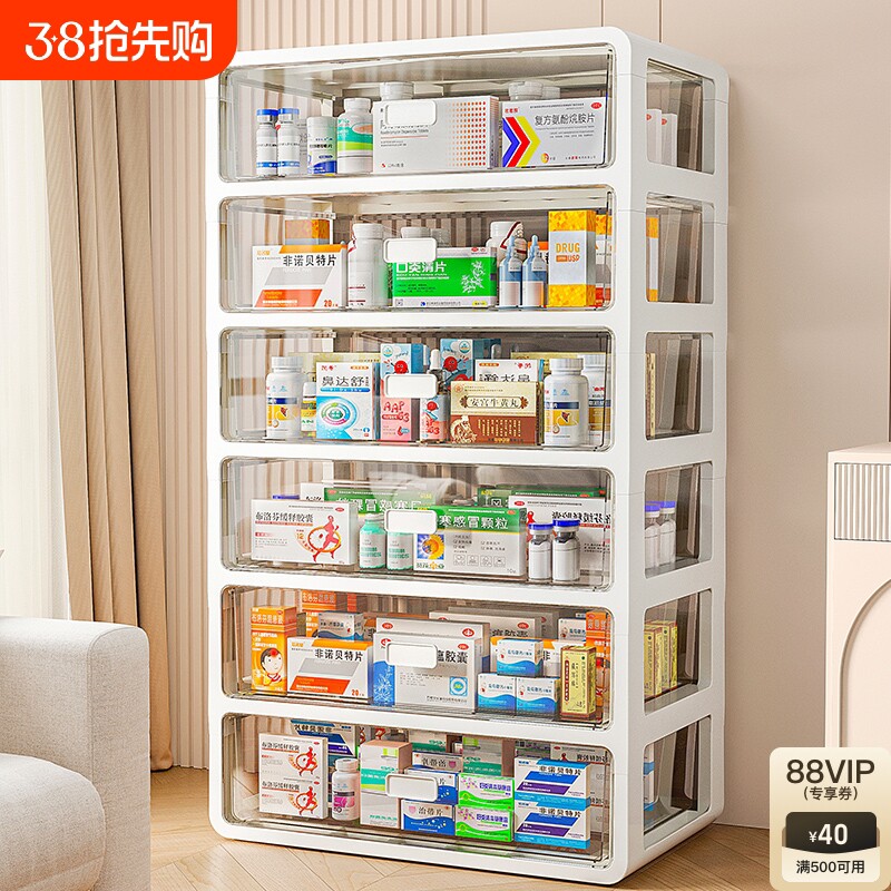 药箱家庭装药物药收纳盒家用大号大容量药柜抽屉式常备药医药盒