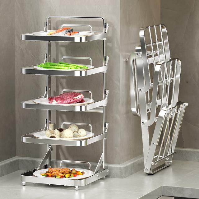 不锈钢备菜架厨房置物架可折叠配菜盘收纳架多层壁挂台面放菜架子,厨房/烹饪用具,配菜/备菜盘,淘宝优惠券,粉丝福利购,淘宝优惠卷