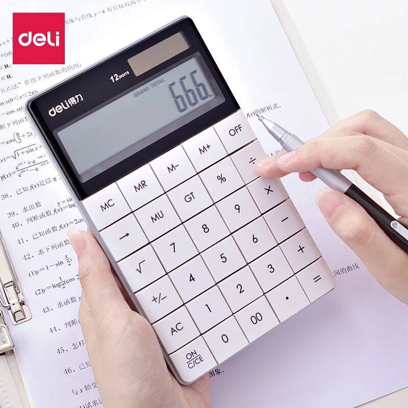 得力计算机平板彩色办公务时尚男女计算器学生考试太阳能关
