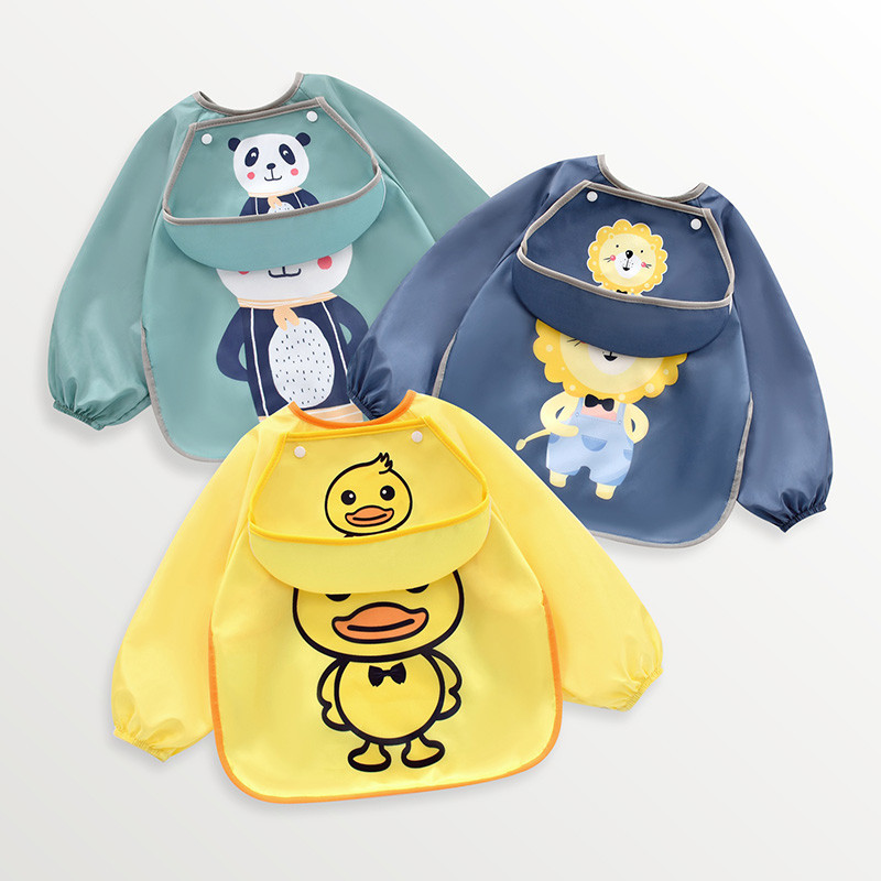 宝宝吃饭罩衣防水防脏儿童围裙围兜夏季薄女宝男童反穿衣婴儿