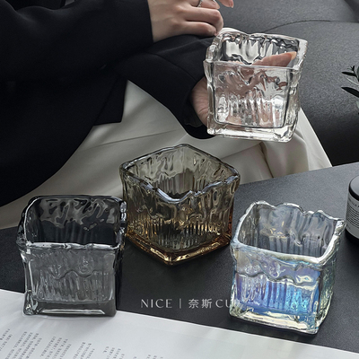 送灭烟沙高级感冰川纹烟灰缸轻奢小众创意家用防飞灰缸碗灰缸烟盅