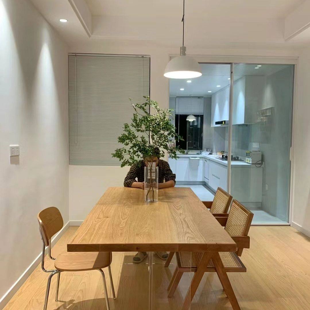 北欧亚克力实木餐桌现代家用书桌工作台网红悬浮长桌长方形办公桌