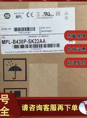 适用~MPL-B430P-MK22A 伺服电机 460V 5000-RPM 无制动器MPLB430