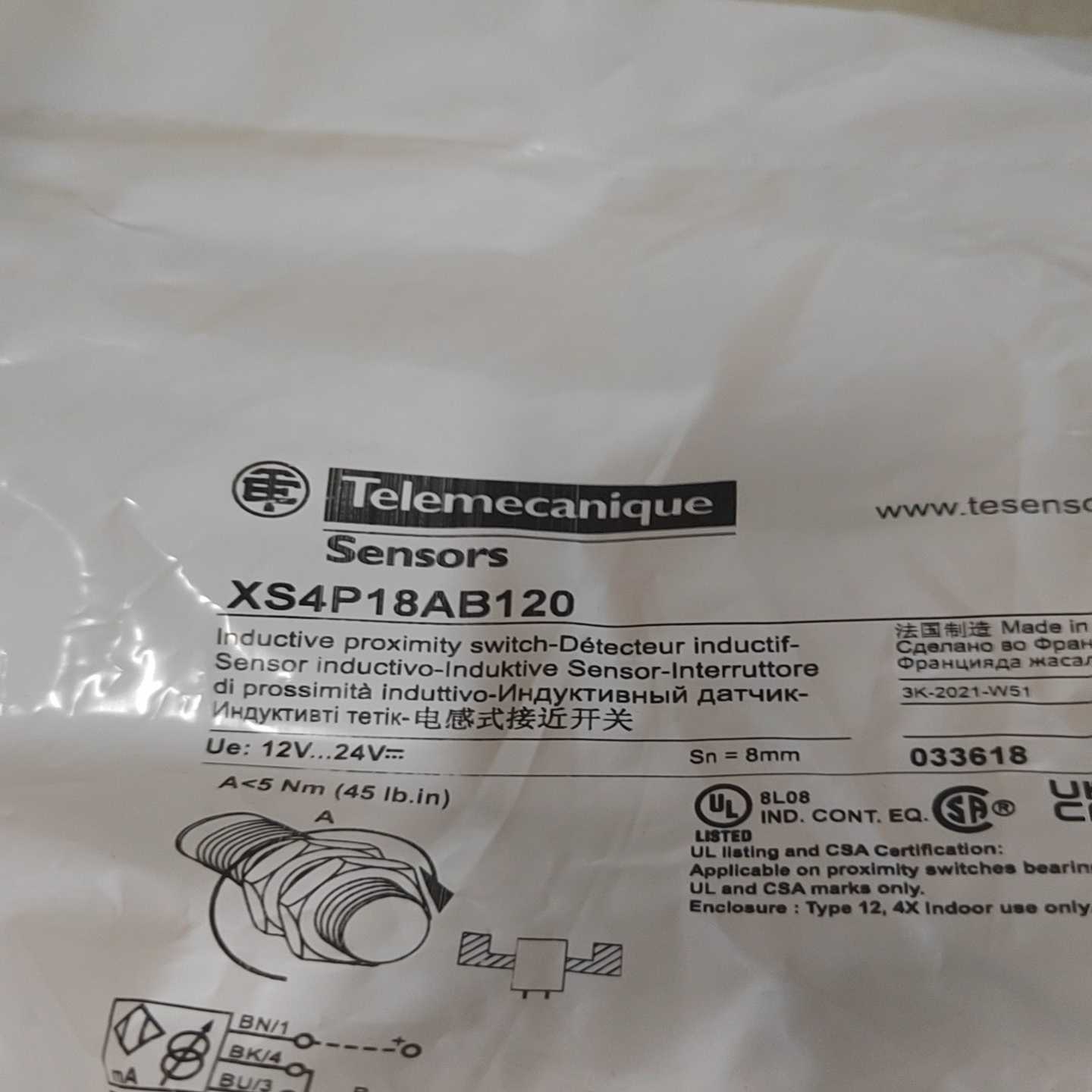 询价拍~XS4P18AB120电感式接近开关