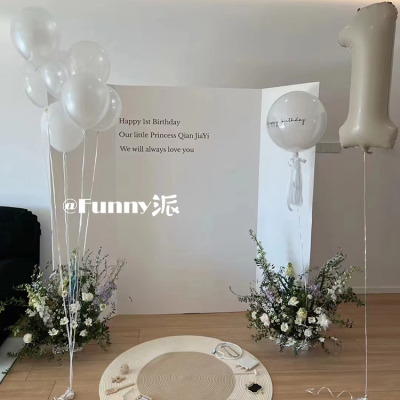 ins风白色背景儿童周岁百日宴派对布置饰kt板定制宝宝生日迎