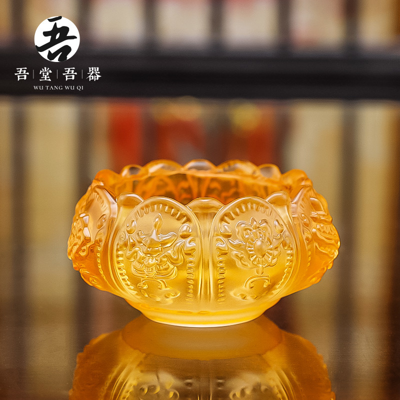 八吉祥琉璃莲花小烛台佛前用家用供佛蜡烛台座酥油灯灯盏灯座