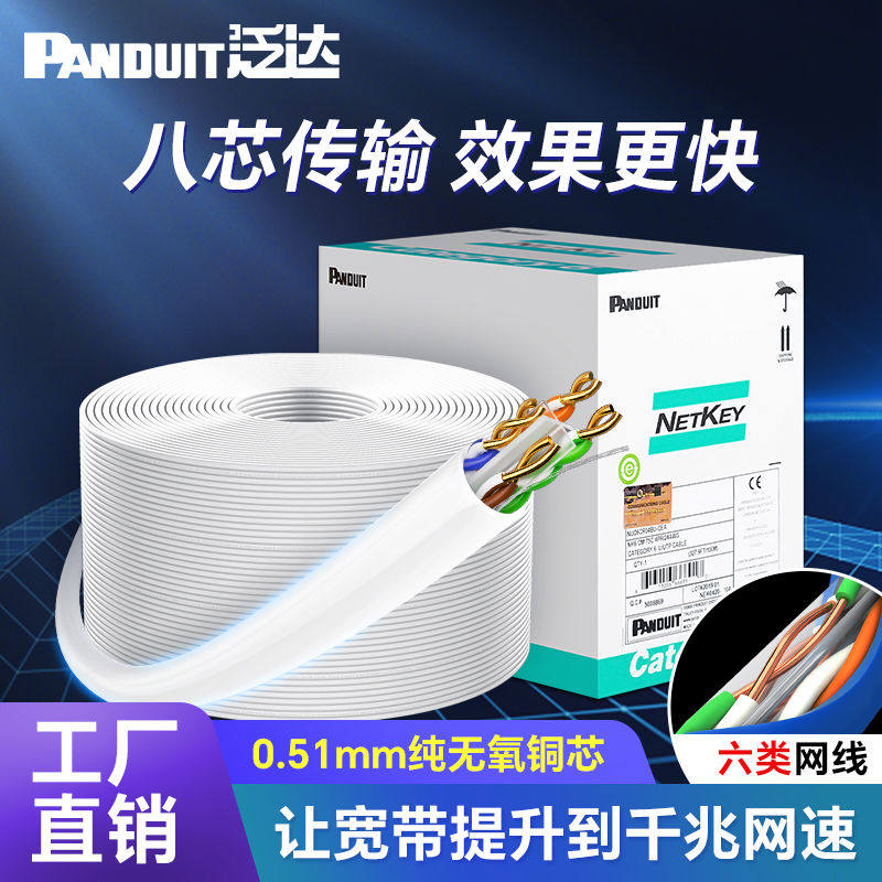 泛达六类千兆网线白色cat6非屏蔽纯氧铜POE监控家装高速宽带线