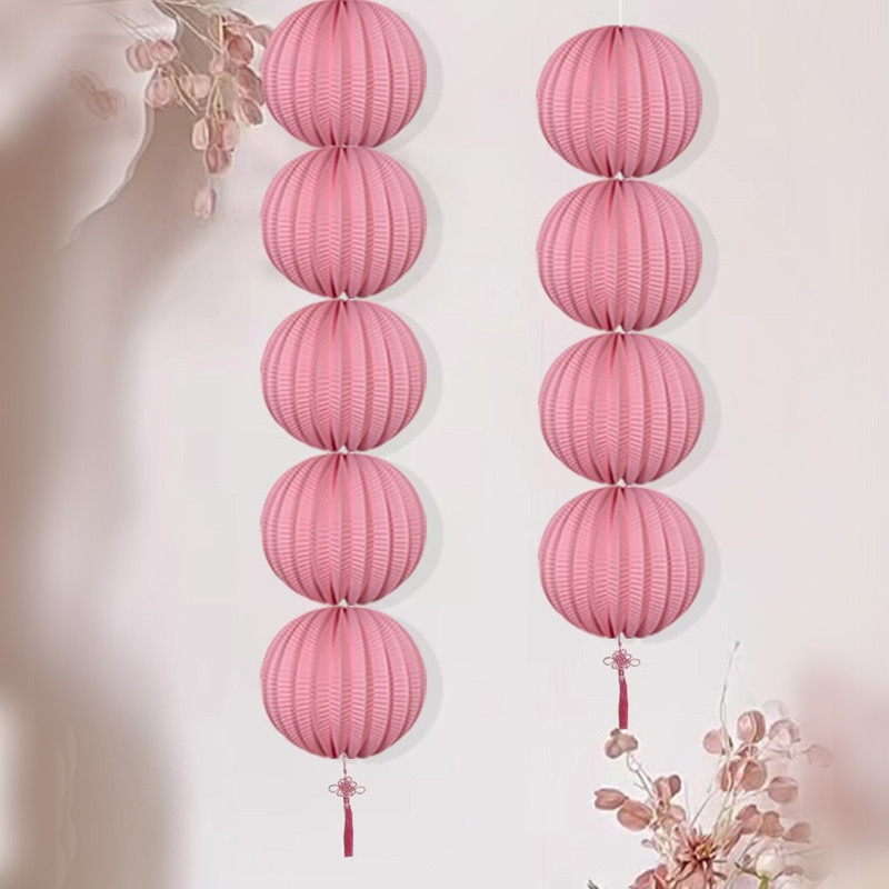 玫粉色西瓜灯笼婚房挂饰纸灯笼结婚男女方婚房装饰用