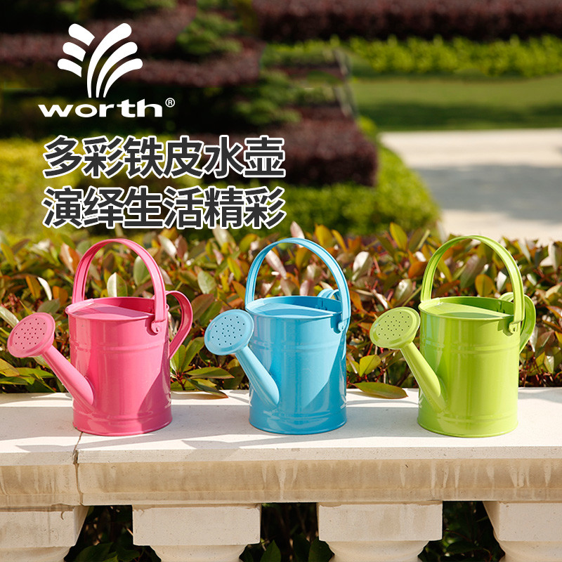 worth园艺多彩铁皮浇水壶儿童洒水壶家用浇花壶花艺插花装饰