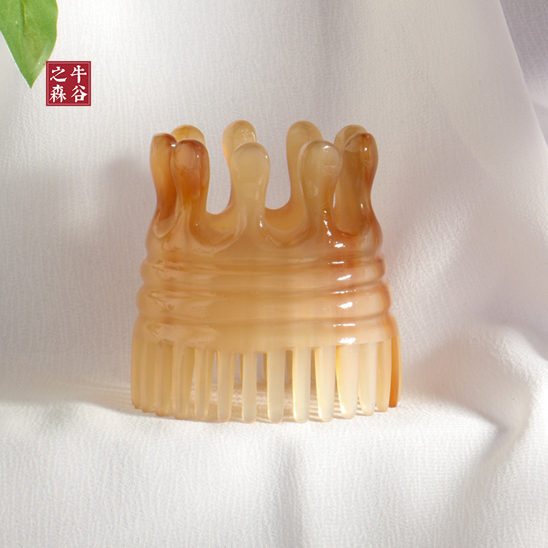 牛角头部按摩梳子个人护理清洁头皮洗漱按摩圆筒头疗梳长6-7