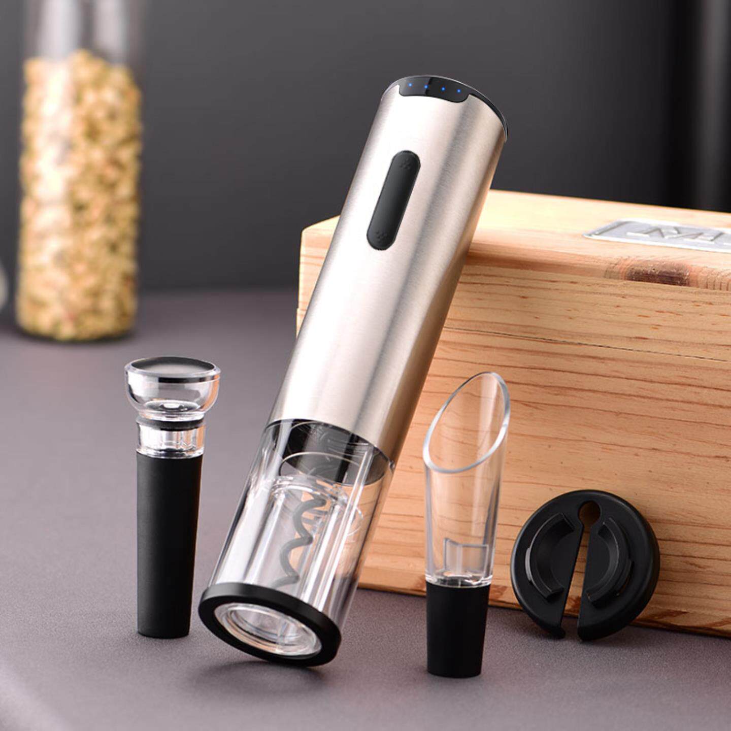 不锈钢电动红酒开瓶器葡萄酒开红酒器锂电充电款启瓶器带电量