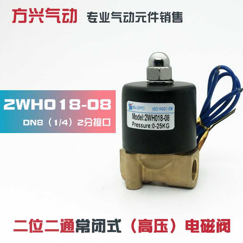 2分高压电磁阀 常闭水阀气阀油阀开关阀门2WH018-08 220V 24V 1