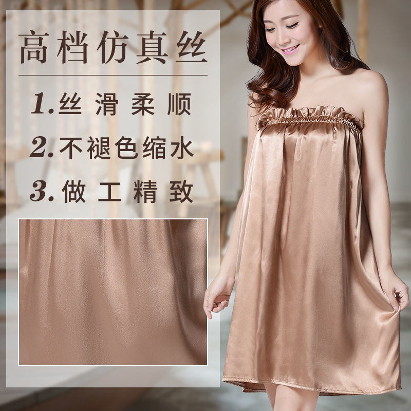 美容院浴袍浴裙浴衣抹胸春夏裹胸睡衣汗蒸服女款客袍桑拿服顾