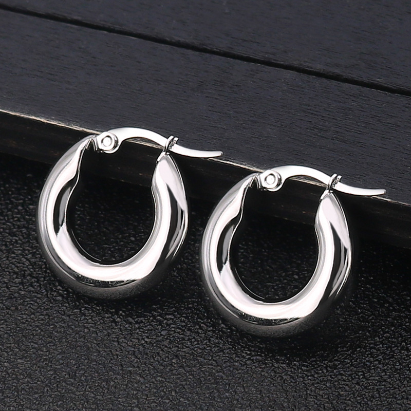 Surgical Steel Gold Tone Women Chunky Hoops Earrings Gift