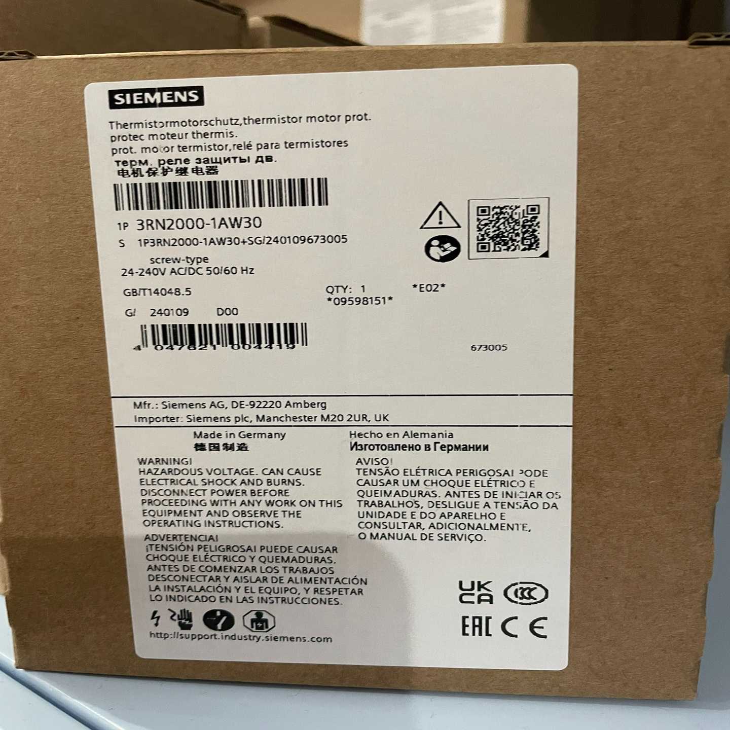 议价~3RN2000-1AW30  热敏电阻电机保护继电器 紧凑型