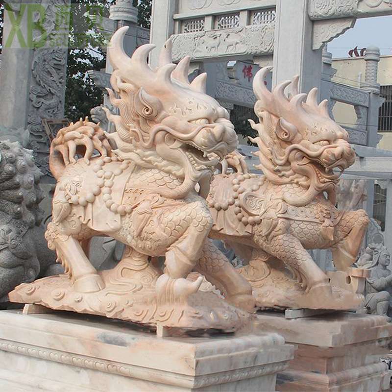 石雕拓荒牛 厂家销售 供应景观石材耕牛 晚霞红大理石动物雕塑