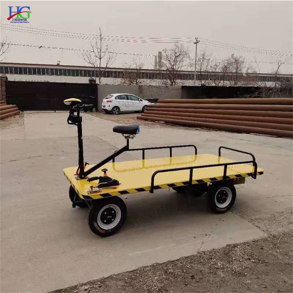 铁路建设电动平板车 座驾式四轮工具托运车 路桥工程货物运输搬运