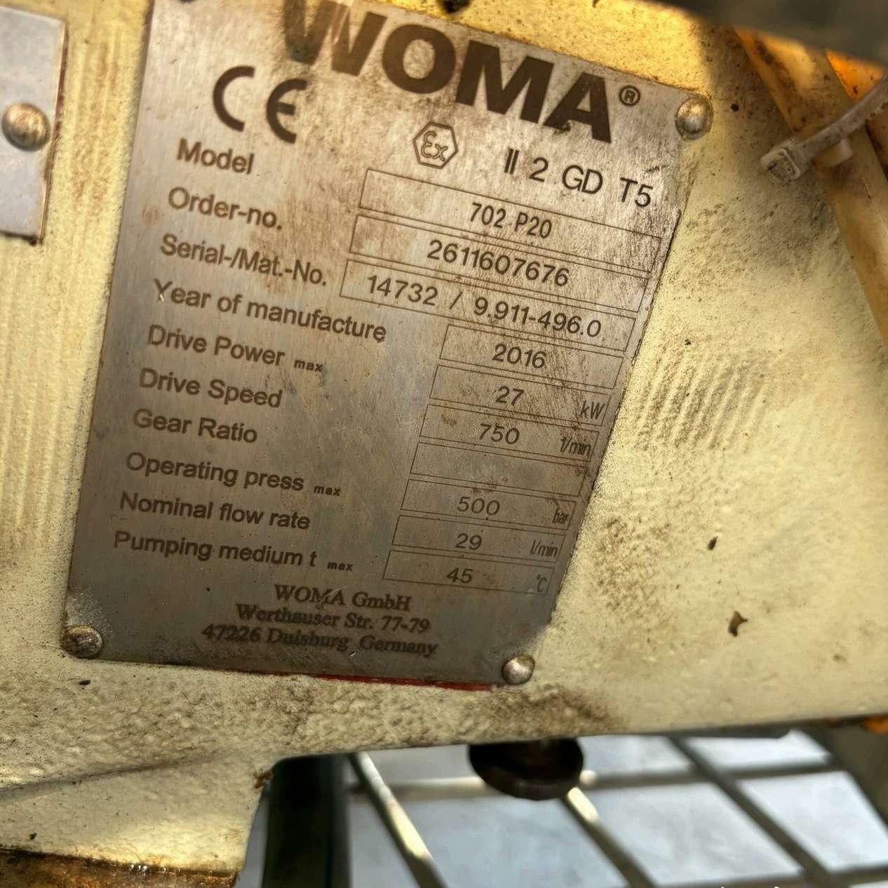 德国原装进口WOMA高压柱塞泵702P20维修水封油封配件连杆密封