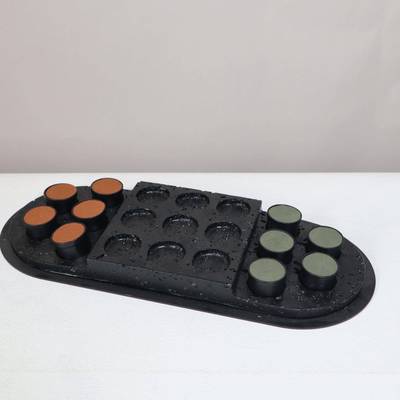 简约树脂仿书洞石五板子棋盘格件摆售楼处样间PEK客厅茶几房艺术