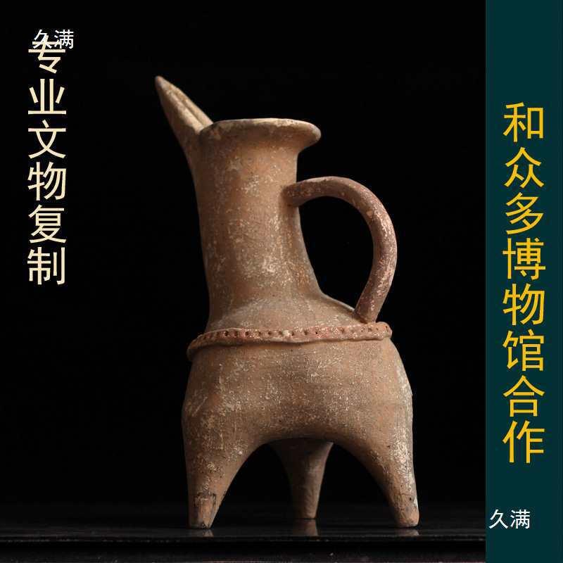 石器时期tj#fg%ys仿收古陶器陶鬲陶鬶新陶鹰鼎复古酒店博古架件古