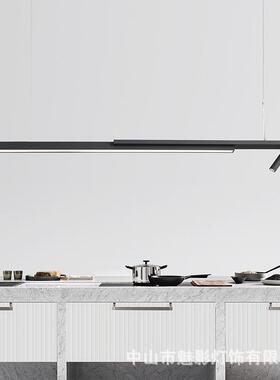 代简办公室工作台黑色约长GBZ条餐吊灯个性桌吧台前现台创意异形