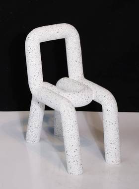 现代轻奢家样居艺板间装饰品玄关茶B0520几创意植绒椅子工品艺术