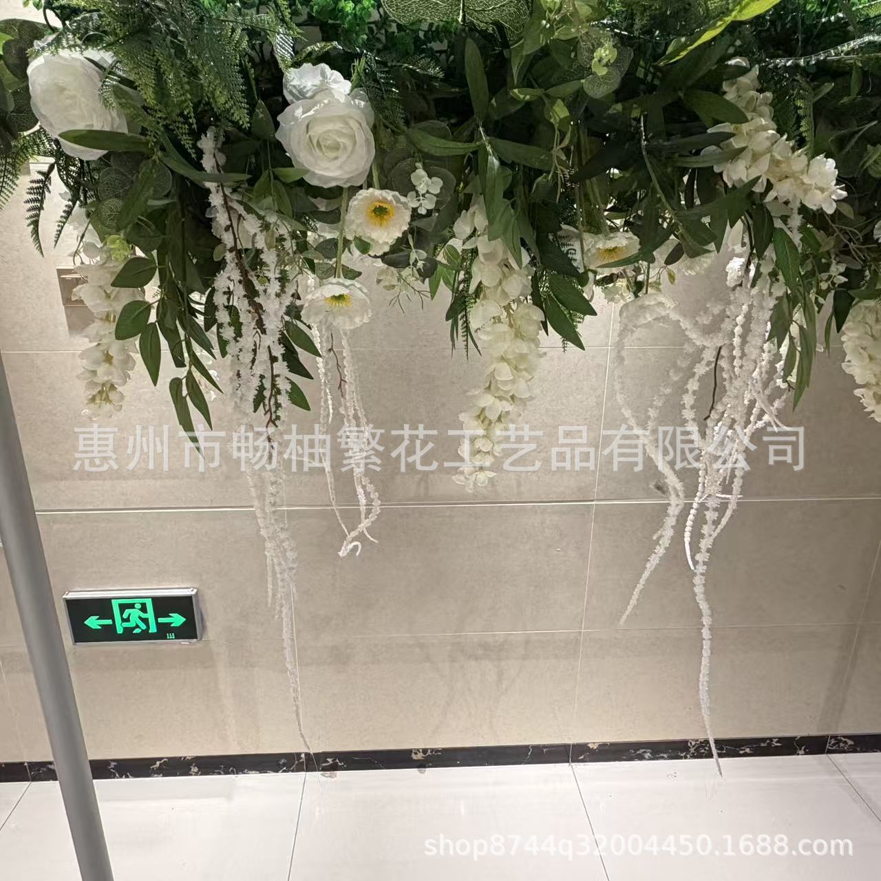 厂家直销高端田园风格仿真垂吊花排壁挂吊顶店面装饰墙面布置