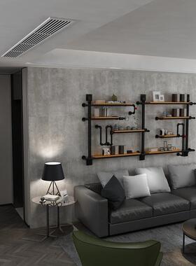 复古铁艺水管墙上置物架家用客墙面装饰书架71968壁工吧业风酒隔