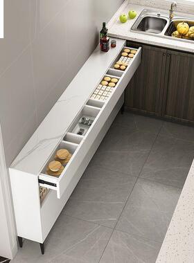 超薄餐边厨柜2板0c墙m房储物柜实木岩茶水柜2723655白色30半墙极