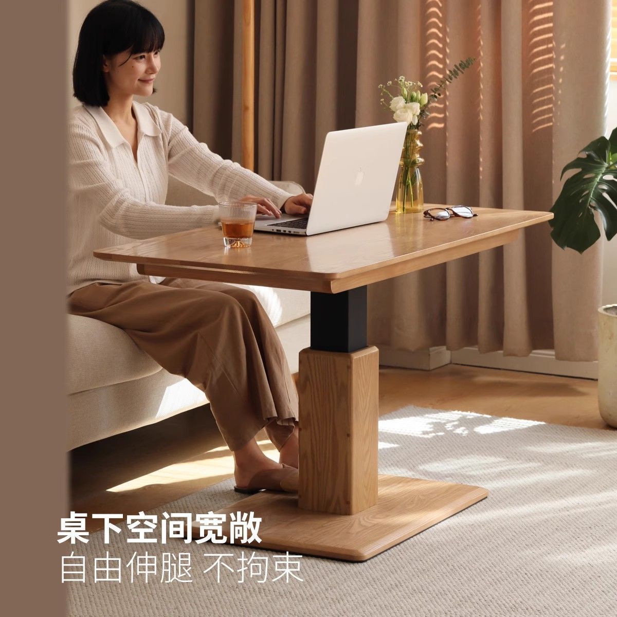 意式极简岩板折叠升降移动茶几