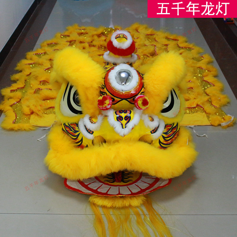黄色南狮醒狮舞龙道具摆件
