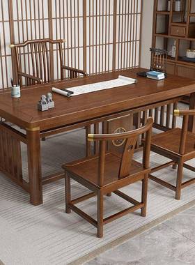 书JPT桌台茶桌椅组合实办家用写字电脑公木桌诊桌书房毛笔书法桌