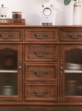 美式实木餐边柜约复古餐入厅碗柜碟57934储物靠墙收纳家用简户茶