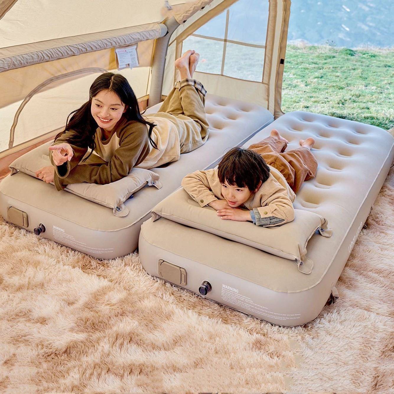 新款户IRN双外露营野营垫家打地铺用拼植绒床自睡动便携加厚气垫