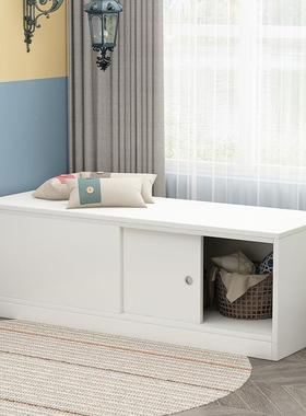 飘简窗柜可坐推拉门纳收柜子矮衣柜柜门收纳约A23114落移地阳台储