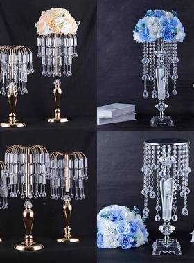 婚庆PVM道具欧式铁主艺花器皿桌装饰插花器签到台水晶器桌花花架