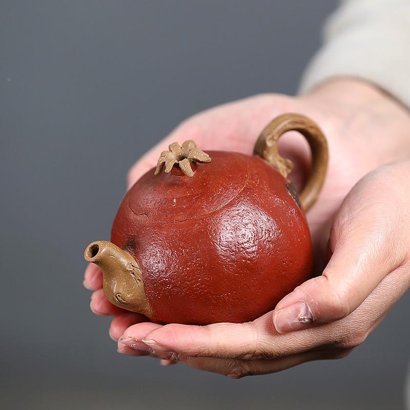 一件起批宜兴原矿降坡泥全手工茶仿生紫砂壶器石TPJ榴壶推内球孔